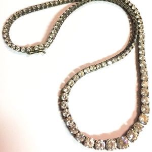 Vintage Sterling Silver Cubic Zirconia Necklace